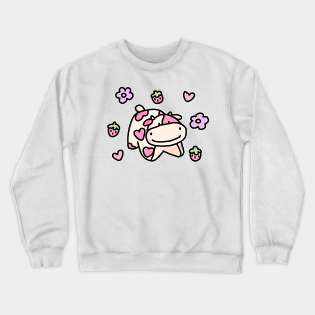 Strawberry Cow Crewneck Sweatshirt by maiadrawss